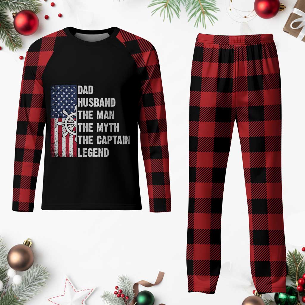 Funny Boat Captain Plaid Pajama Set Dad Husband The Man The Myth The Captain Legend - Wonder Print Shop