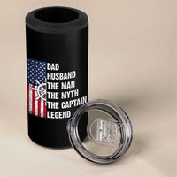 Funny Boat Captain 4 in 1 Can Cooler Tumbler Dad Husband The Man The Myth The Captain Legend