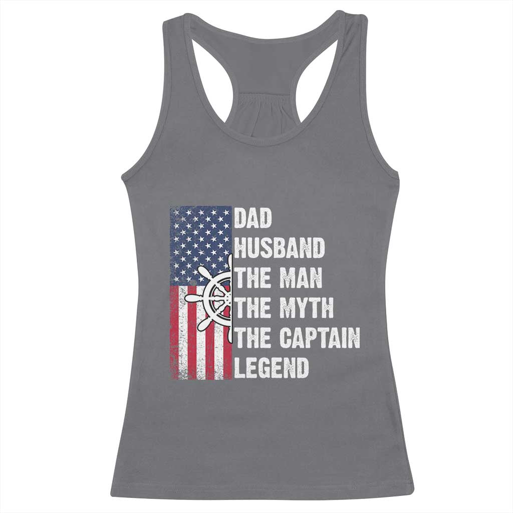 Funny Boat Captain Racerback Tank Top Dad Husband The Man The Myth The Captain Legend