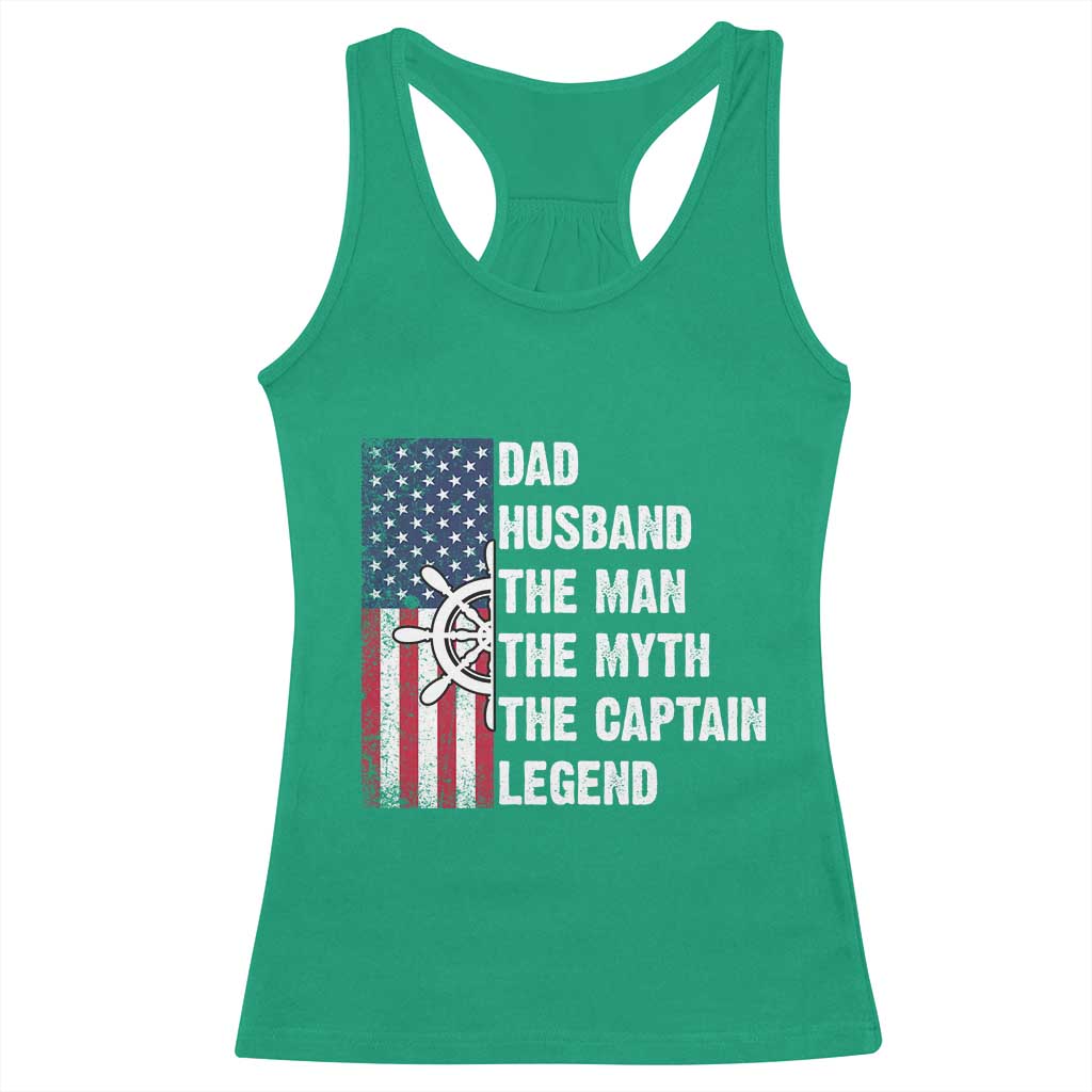 Funny Boat Captain Racerback Tank Top Dad Husband The Man The Myth The Captain Legend