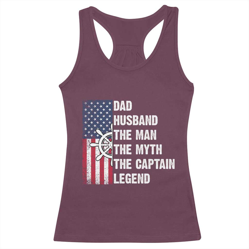 Funny Boat Captain Racerback Tank Top Dad Husband The Man The Myth The Captain Legend