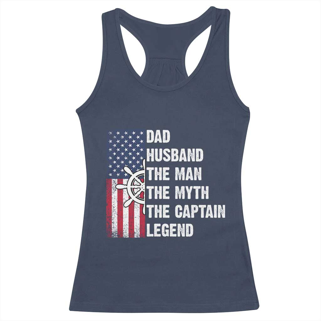 Funny Boat Captain Racerback Tank Top Dad Husband The Man The Myth The Captain Legend