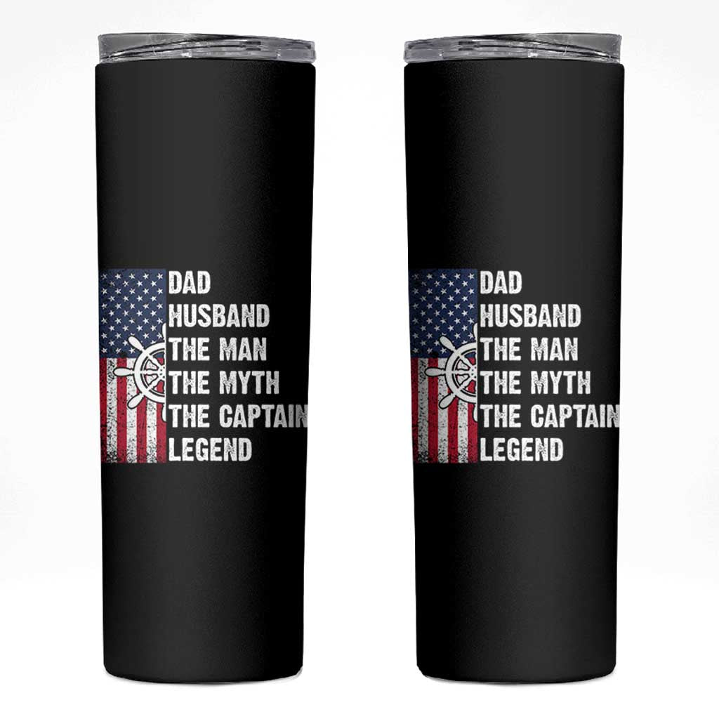 Funny Boat Captain Skinny Tumbler Dad Husband The Man The Myth The Captain Legend