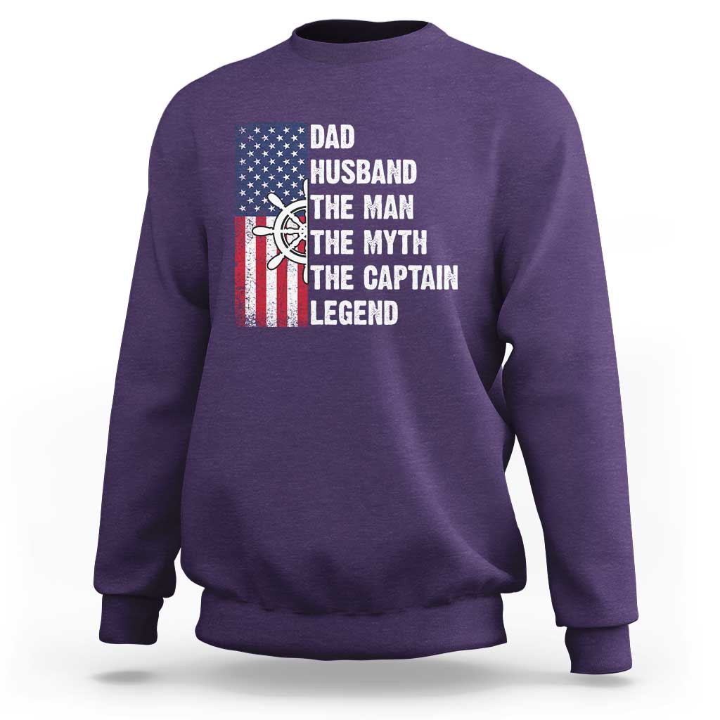 Funny Boat Captain Sweatshirt Dad Husband The Man The Myth The Captain Legend