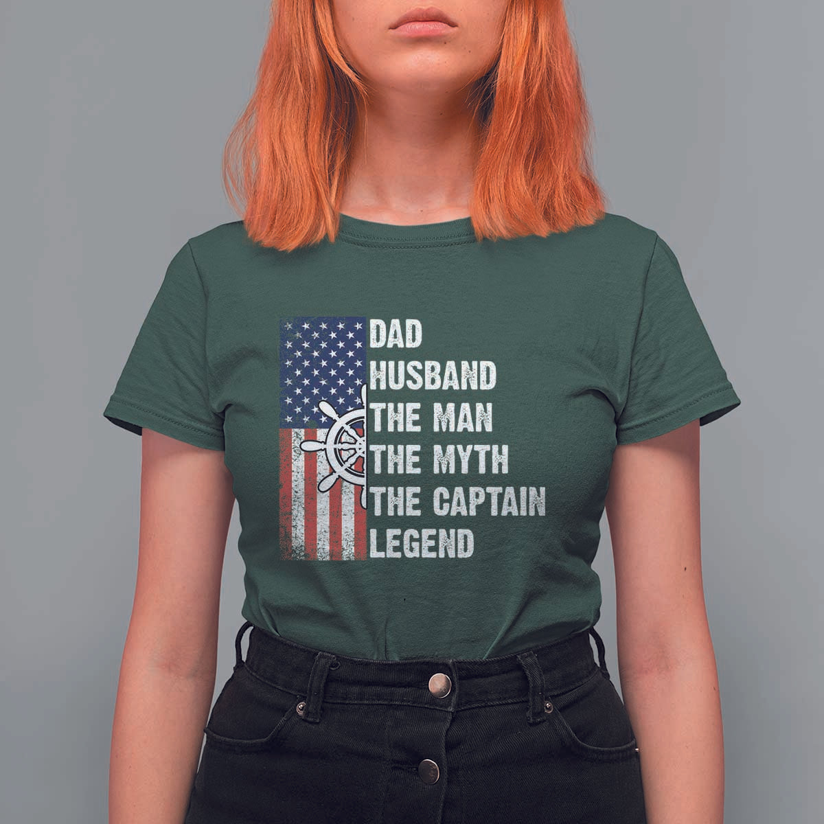 Funny Boat Captain T Shirt For Women Dad Husband The Man The Myth The Captain Legend