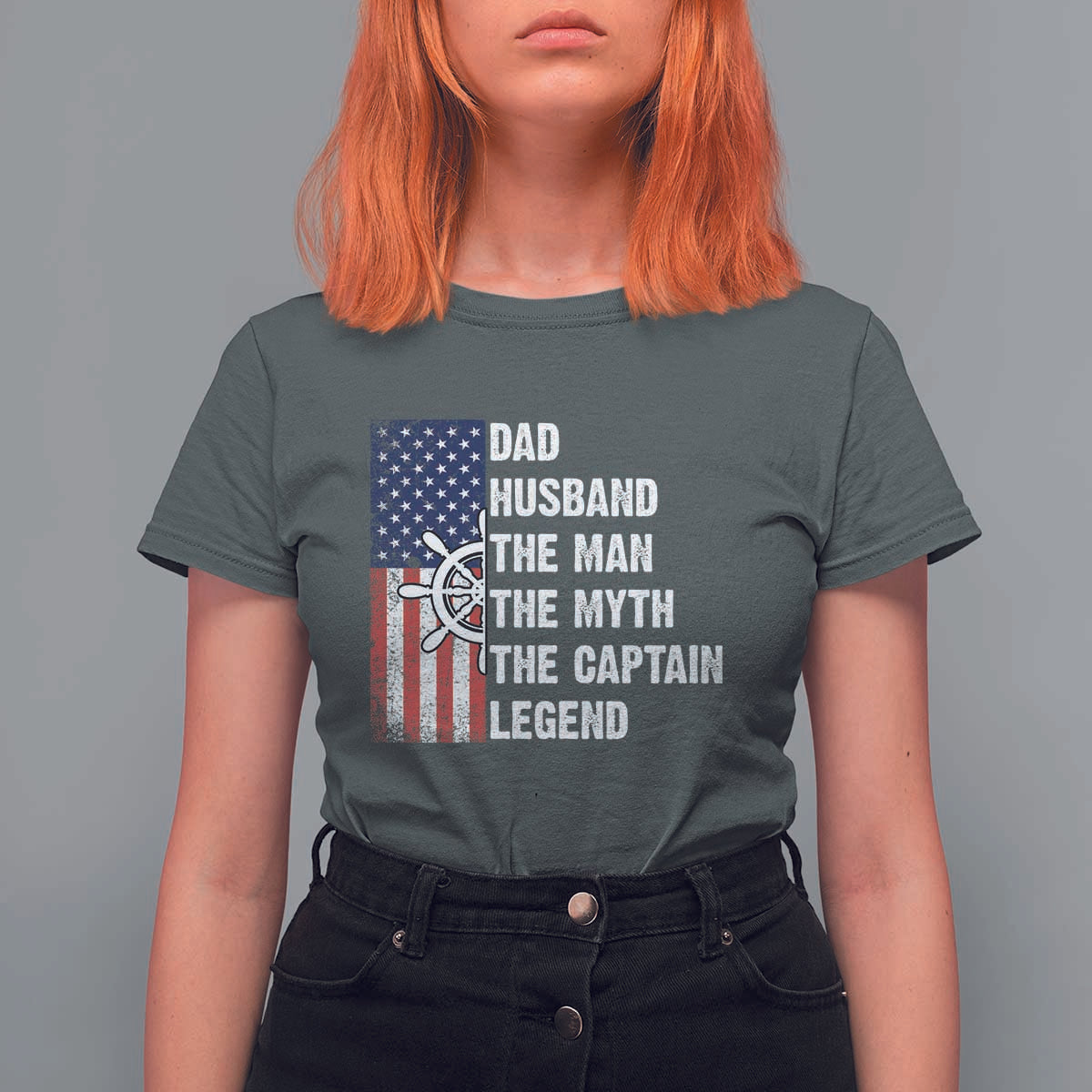 Funny Boat Captain T Shirt For Women Dad Husband The Man The Myth The Captain Legend