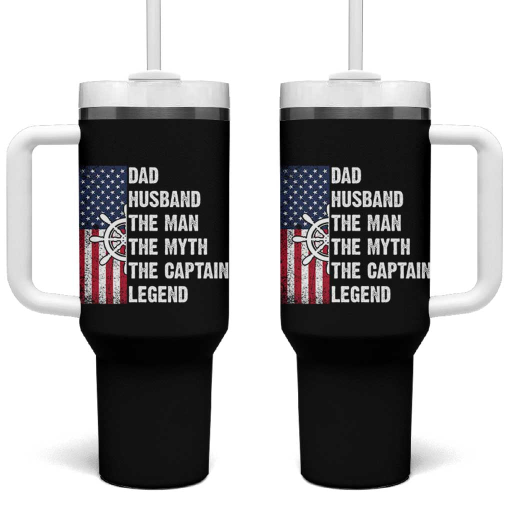 Funny Boat Captain Tumbler With Handle Dad Husband The Man The Myth The Captain Legend