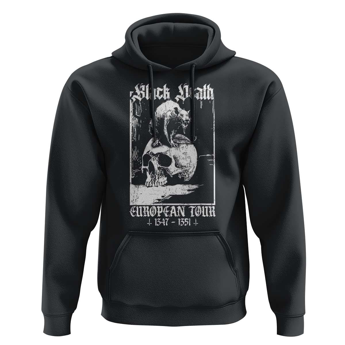 Black Death European Tour Hoodie Plague Rat Medieval History Skull Gothic - Wonder Print Shop