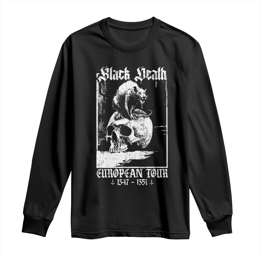 Black Death European Tour Long Sleeve Shirt Plague Rat Medieval History Skull Gothic - Wonder Print Shop