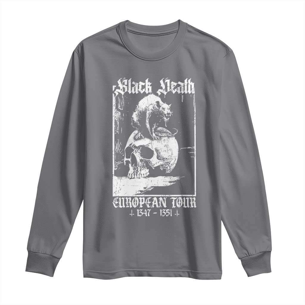 Black Death European Tour Long Sleeve Shirt Plague Rat Medieval History Skull Gothic - Wonder Print Shop