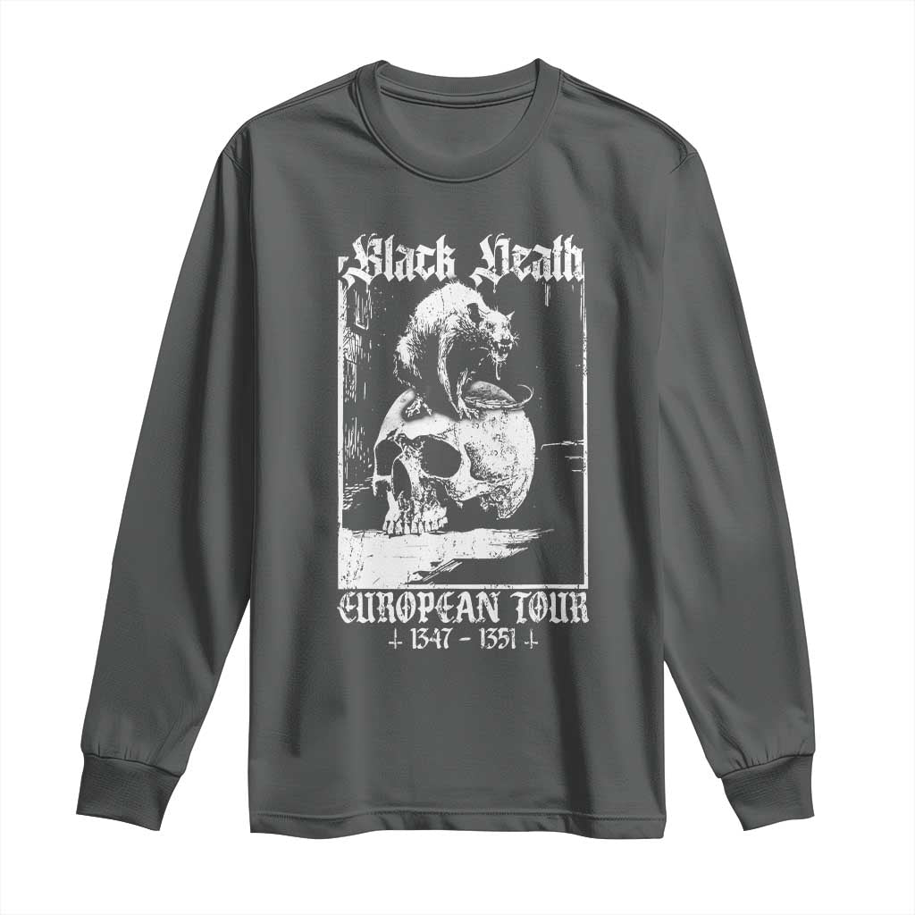 Black Death European Tour Long Sleeve Shirt Plague Rat Medieval History Skull Gothic - Wonder Print Shop