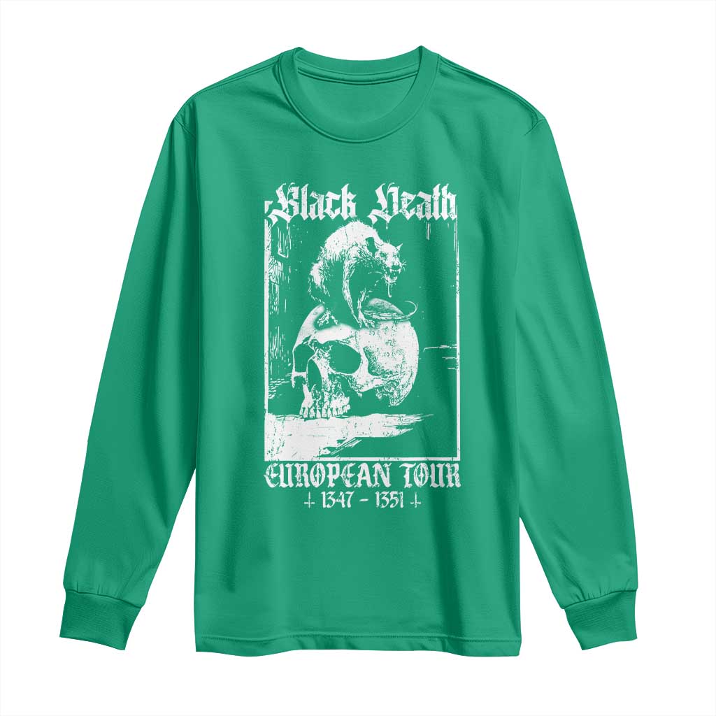 Black Death European Tour Long Sleeve Shirt Plague Rat Medieval History Skull Gothic - Wonder Print Shop