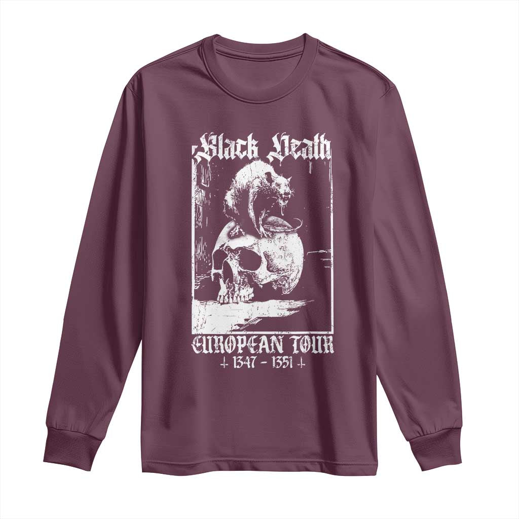 Black Death European Tour Long Sleeve Shirt Plague Rat Medieval History Skull Gothic - Wonder Print Shop