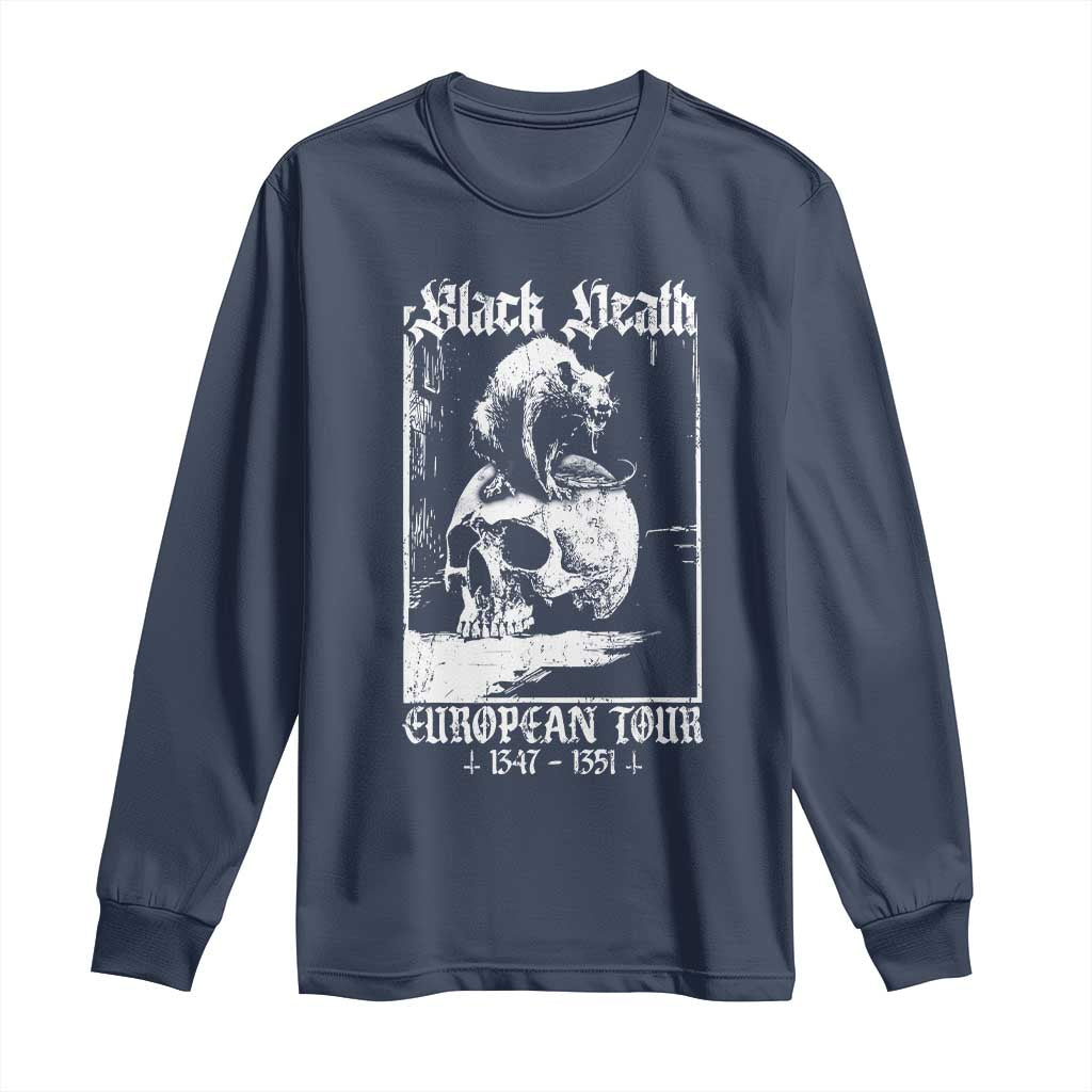 Black Death European Tour Long Sleeve Shirt Plague Rat Medieval History Skull Gothic - Wonder Print Shop