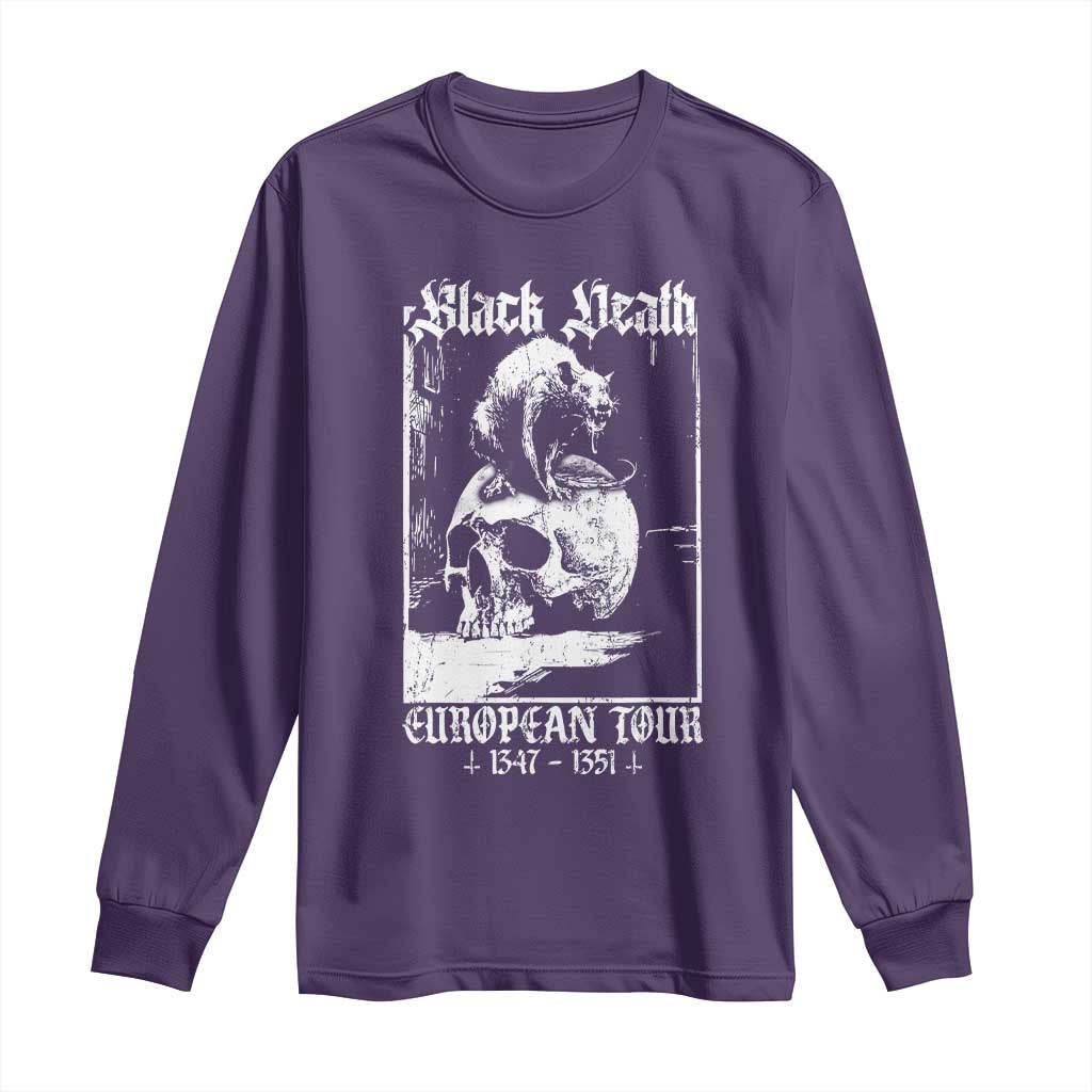 Black Death European Tour Long Sleeve Shirt Plague Rat Medieval History Skull Gothic - Wonder Print Shop
