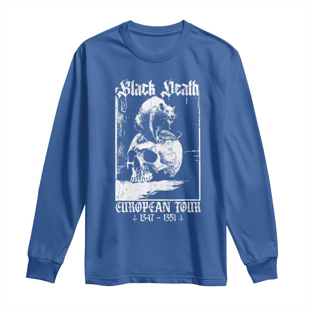 Black Death European Tour Long Sleeve Shirt Plague Rat Medieval History Skull Gothic - Wonder Print Shop