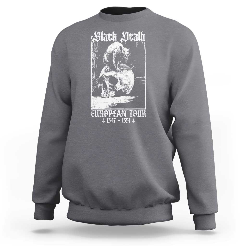 Black Death European Tour Sweatshirt Plague Rat Medieval History Skull Gothic - Wonder Print Shop