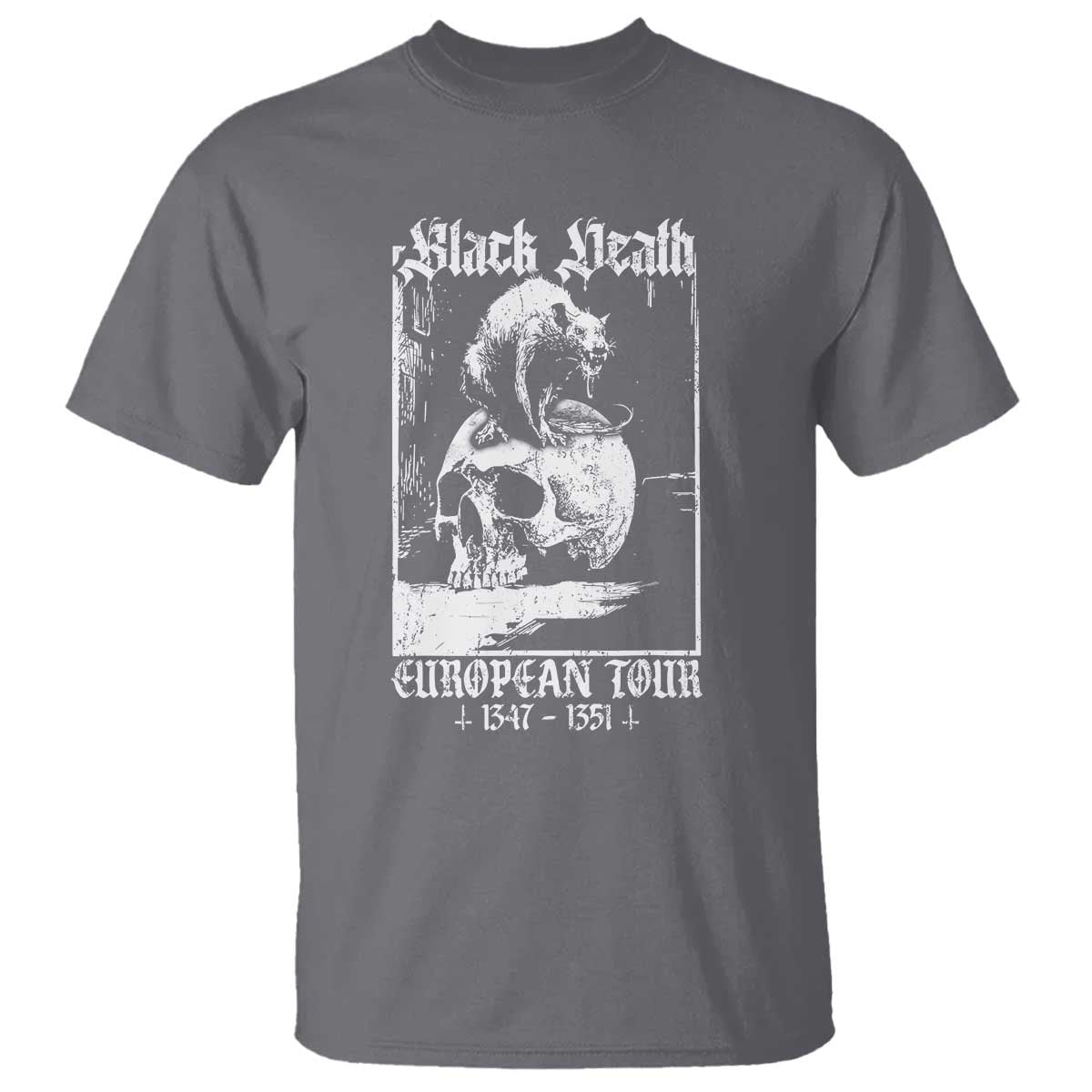 Black Death European Tour T Shirt Plague Rat Medieval History Skull Gothic - Wonder Print Shop