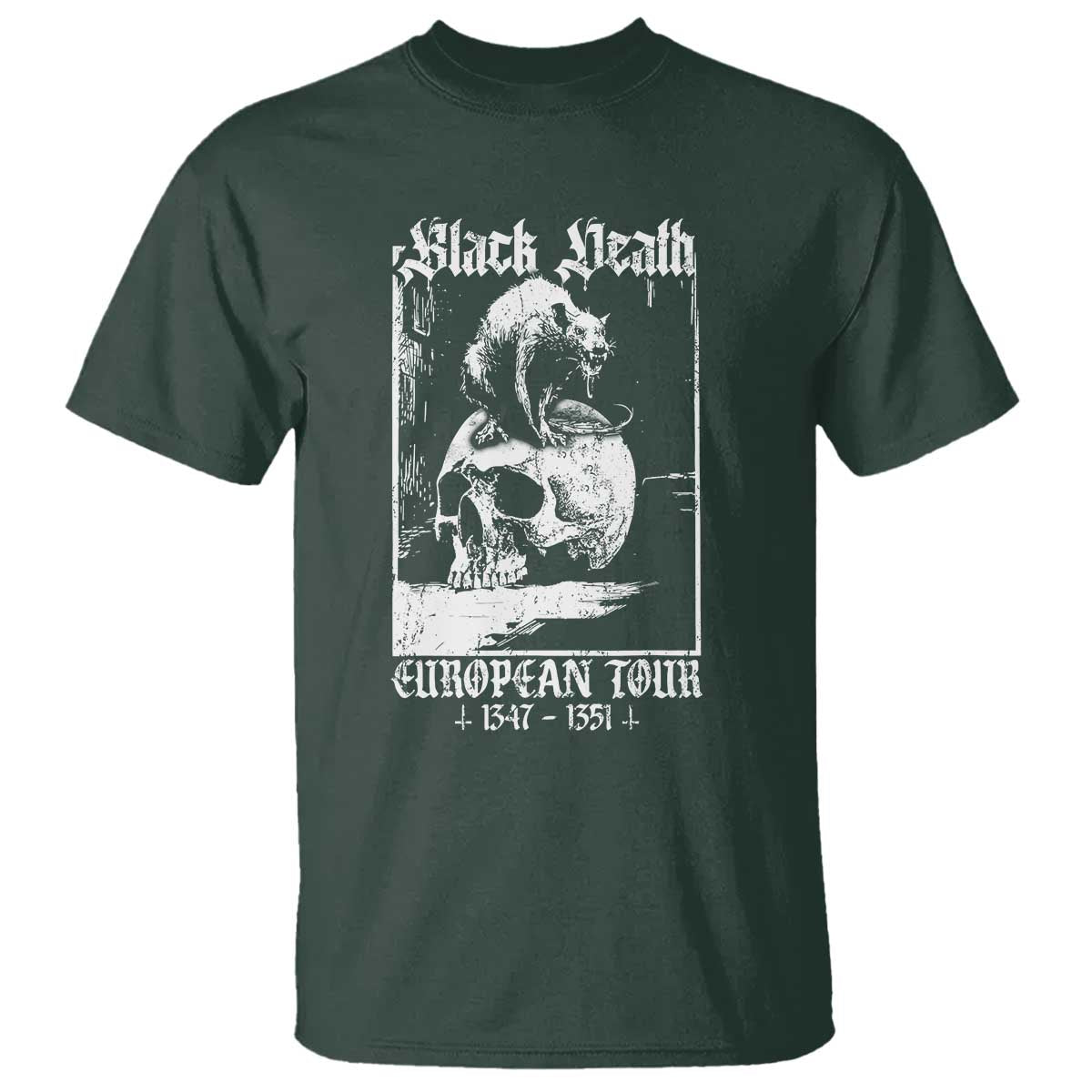 Black Death European Tour T Shirt Plague Rat Medieval History Skull Gothic - Wonder Print Shop
