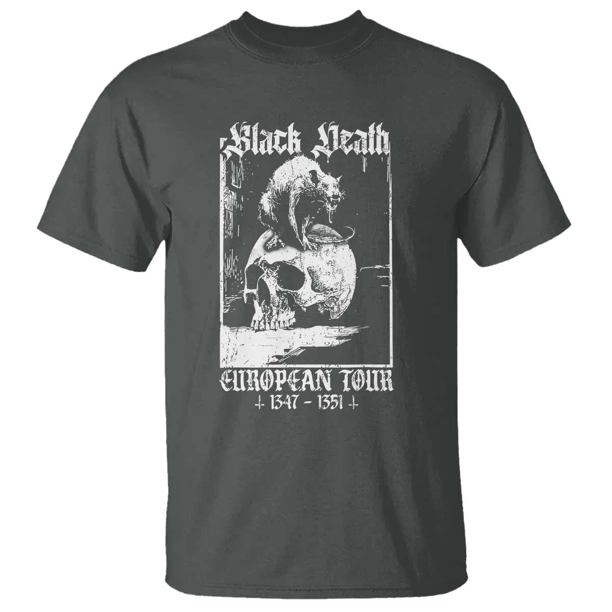 Black Death European Tour T Shirt Plague Rat Medieval History Skull Gothic - Wonder Print Shop