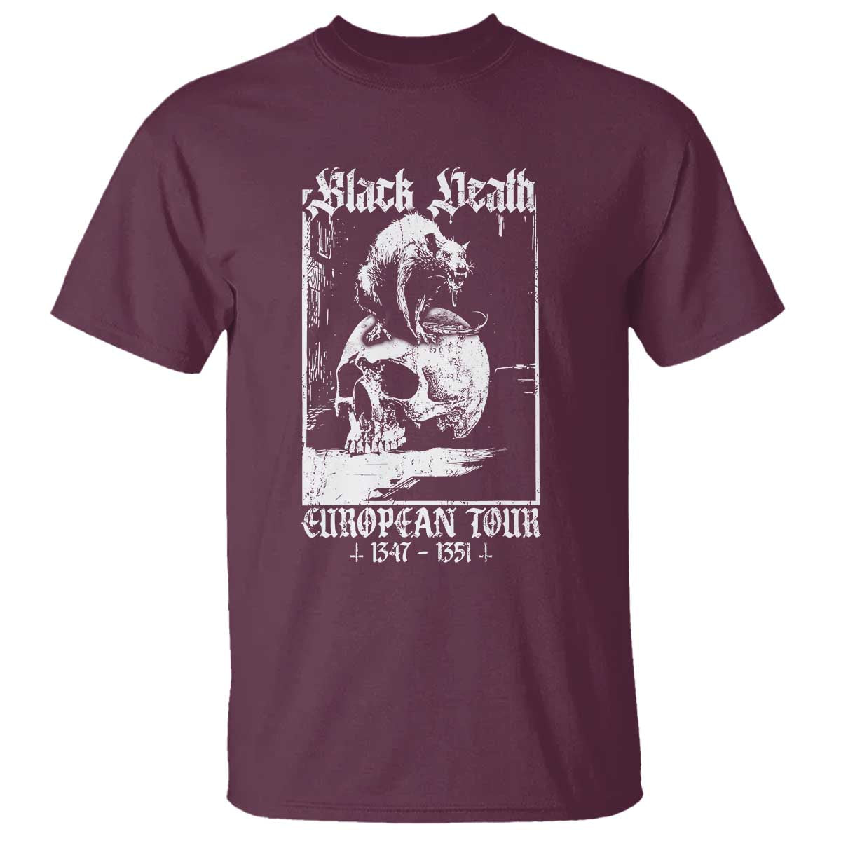 Black Death European Tour T Shirt Plague Rat Medieval History Skull Gothic - Wonder Print Shop