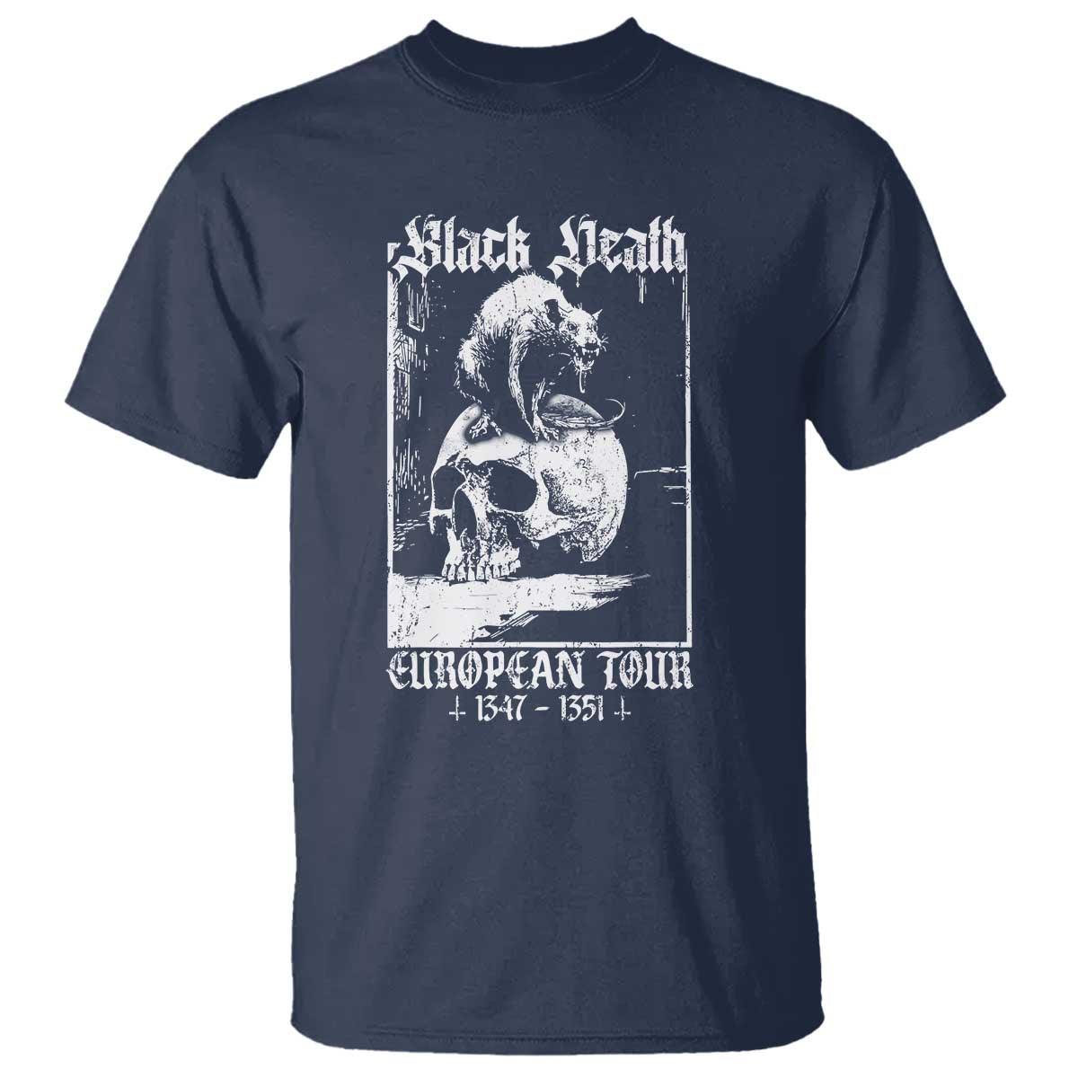 Black Death European Tour T Shirt Plague Rat Medieval History Skull Gothic - Wonder Print Shop