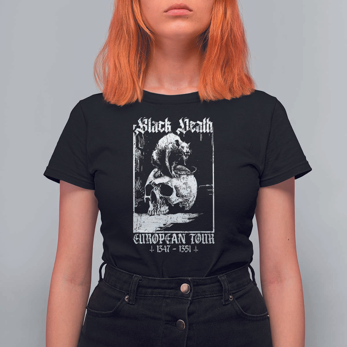Black Death European Tour T Shirt For Women Plague Rat Medieval History Skull Gothic - Wonder Print Shop
