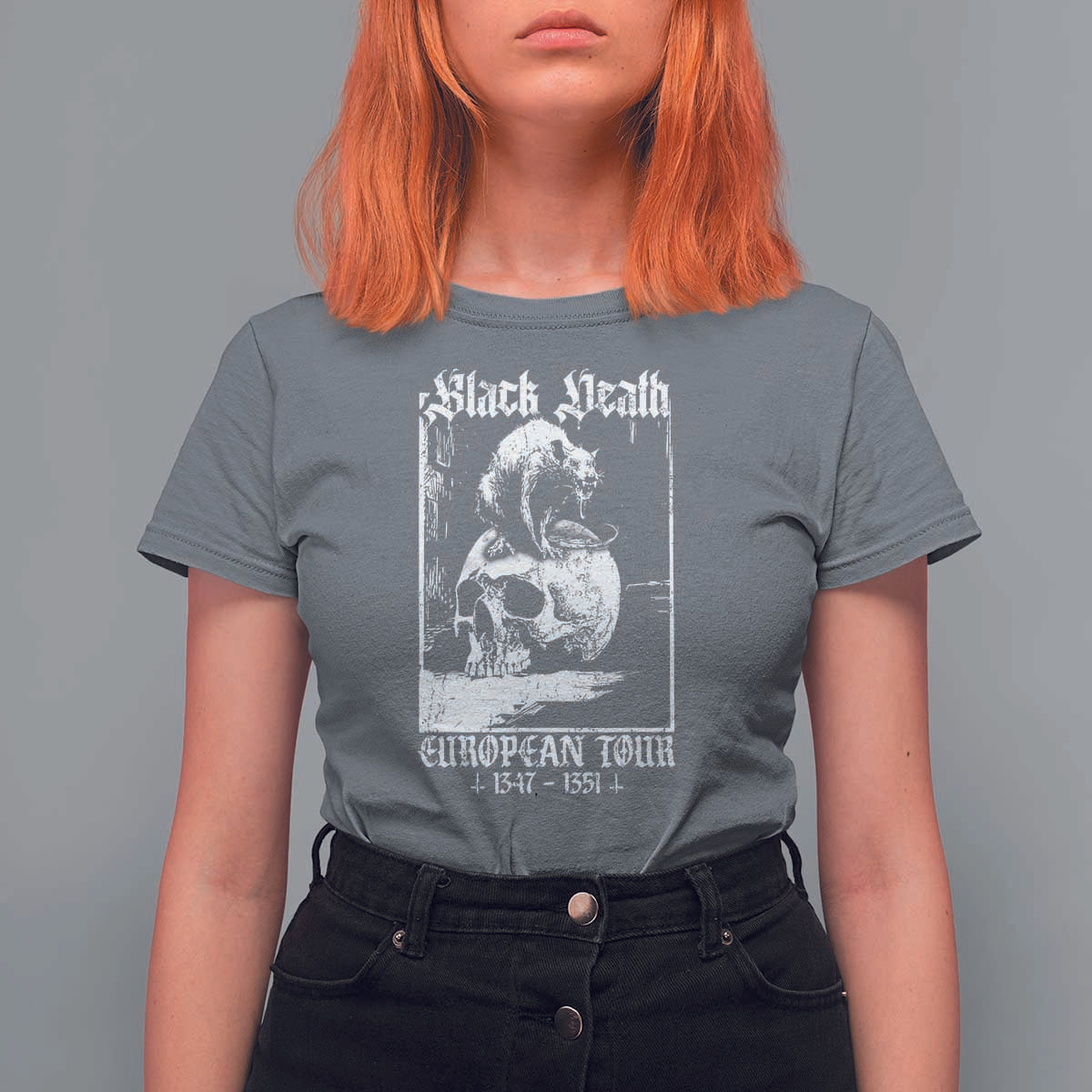 Black Death European Tour T Shirt For Women Plague Rat Medieval History Skull Gothic - Wonder Print Shop