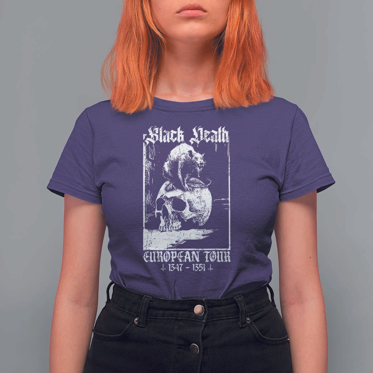 Black Death European Tour T Shirt For Women Plague Rat Medieval History Skull Gothic - Wonder Print Shop