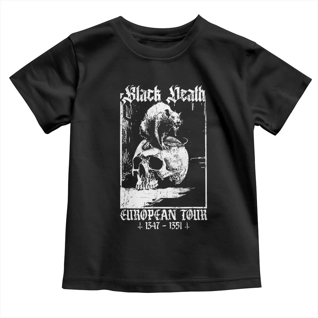 Black Death European Tour Toddler T Shirt Plague Rat Medieval History Skull Gothic - Wonder Print Shop