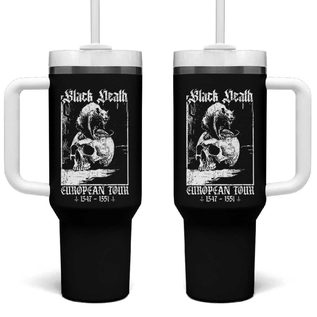 Black Death European Tour Tumbler With Handle Plague Rat Medieval History Skull Gothic - Wonder Print Shop