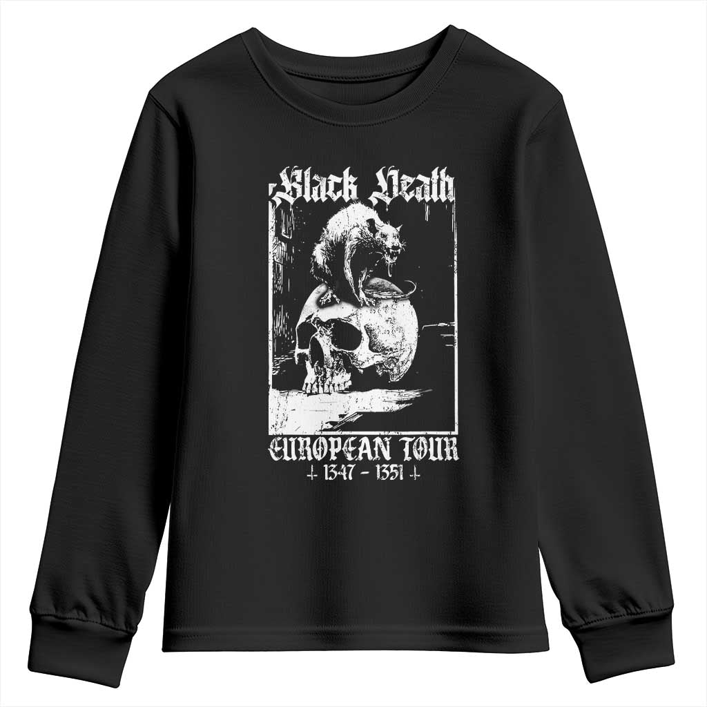 Black Death European Tour Youth Sweatshirt Plague Rat Medieval History Skull Gothic - Wonder Print Shop