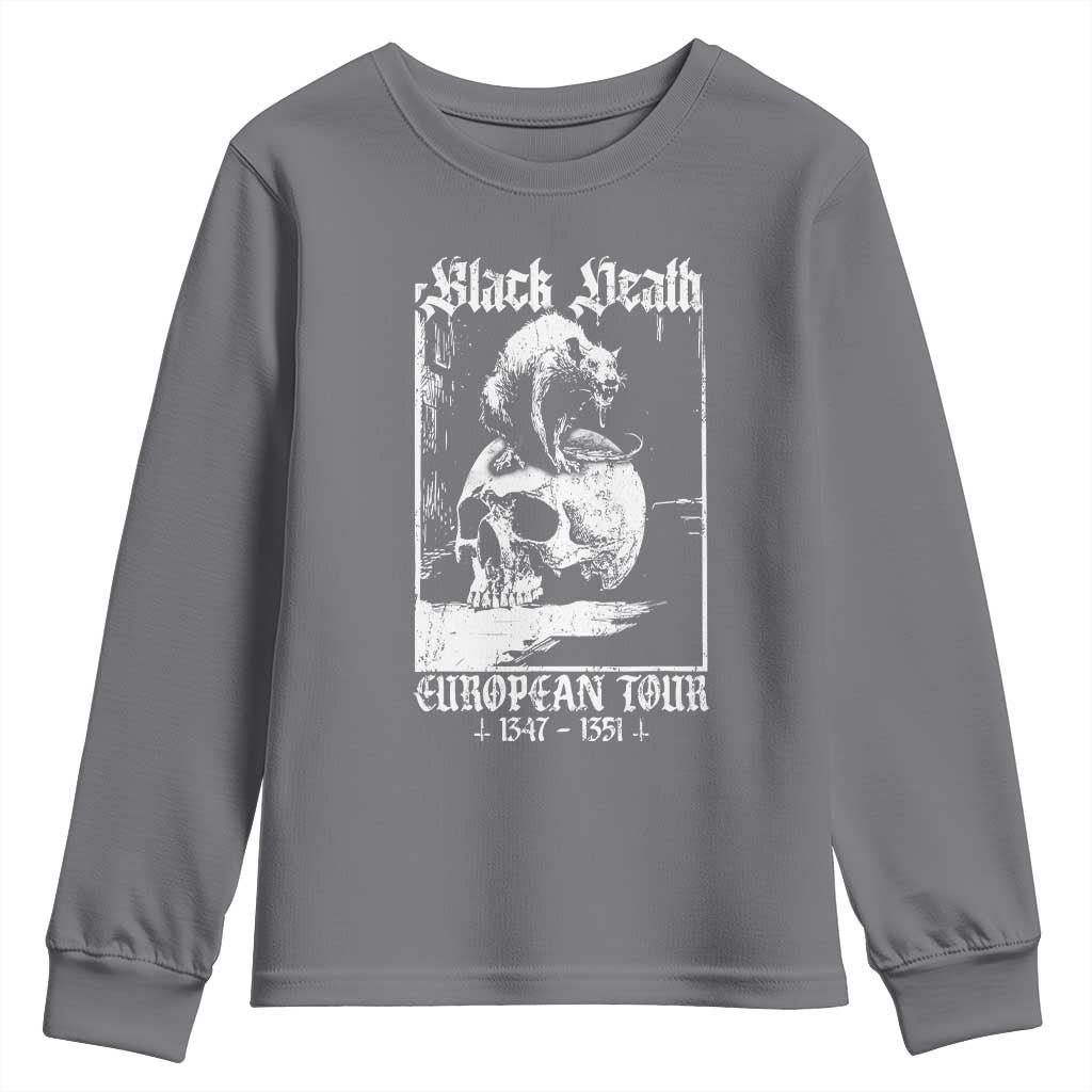 Black Death European Tour Youth Sweatshirt Plague Rat Medieval History Skull Gothic - Wonder Print Shop