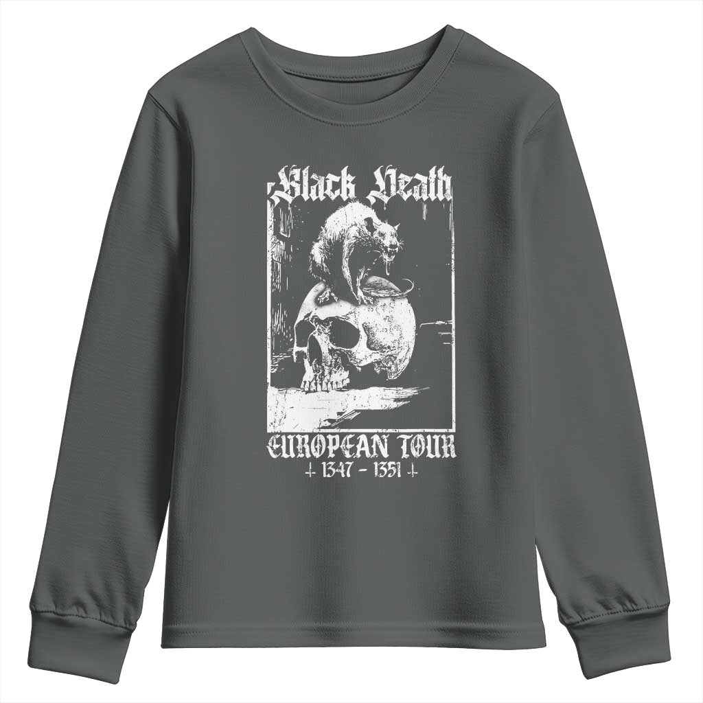 Black Death European Tour Youth Sweatshirt Plague Rat Medieval History Skull Gothic - Wonder Print Shop