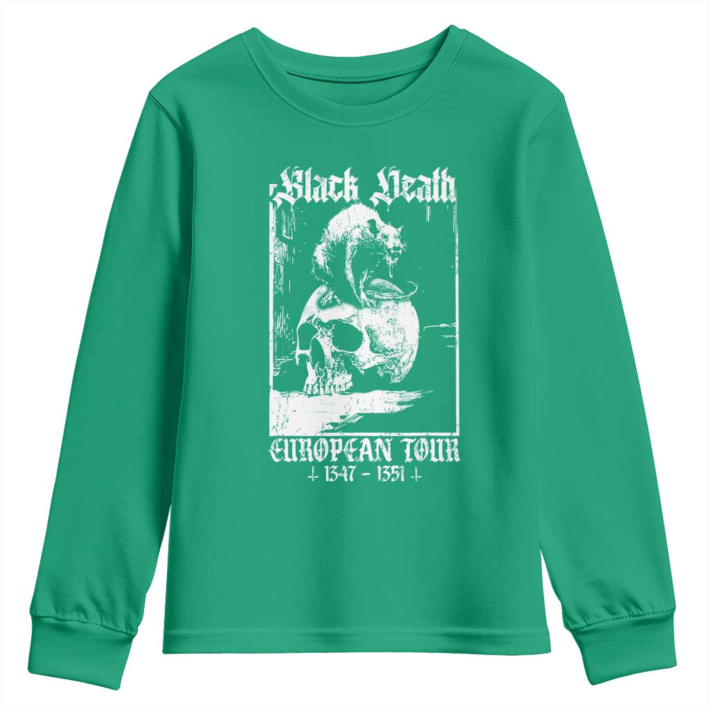 Black Death European Tour Youth Sweatshirt Plague Rat Medieval History Skull Gothic - Wonder Print Shop