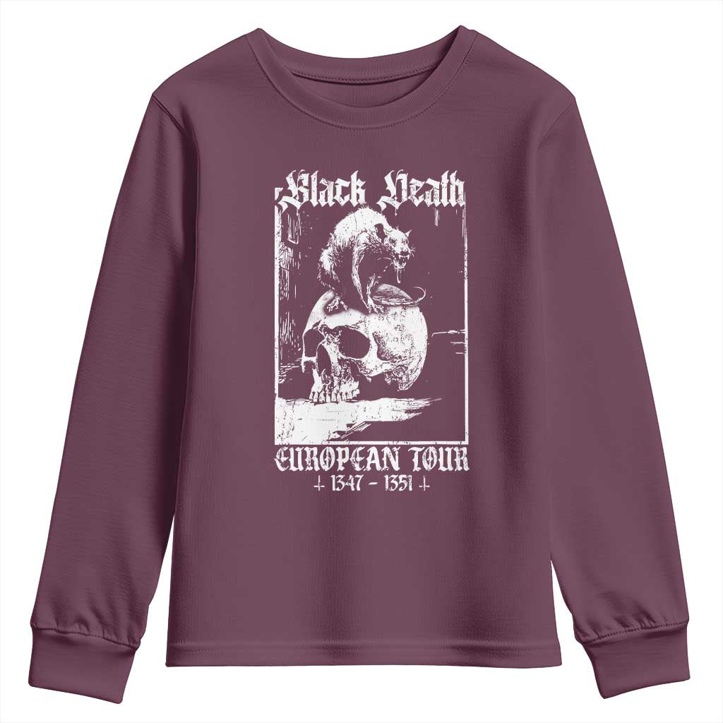 Black Death European Tour Youth Sweatshirt Plague Rat Medieval History Skull Gothic - Wonder Print Shop
