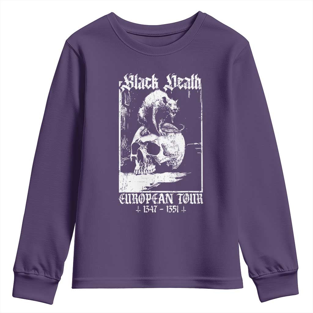 Black Death European Tour Youth Sweatshirt Plague Rat Medieval History Skull Gothic - Wonder Print Shop