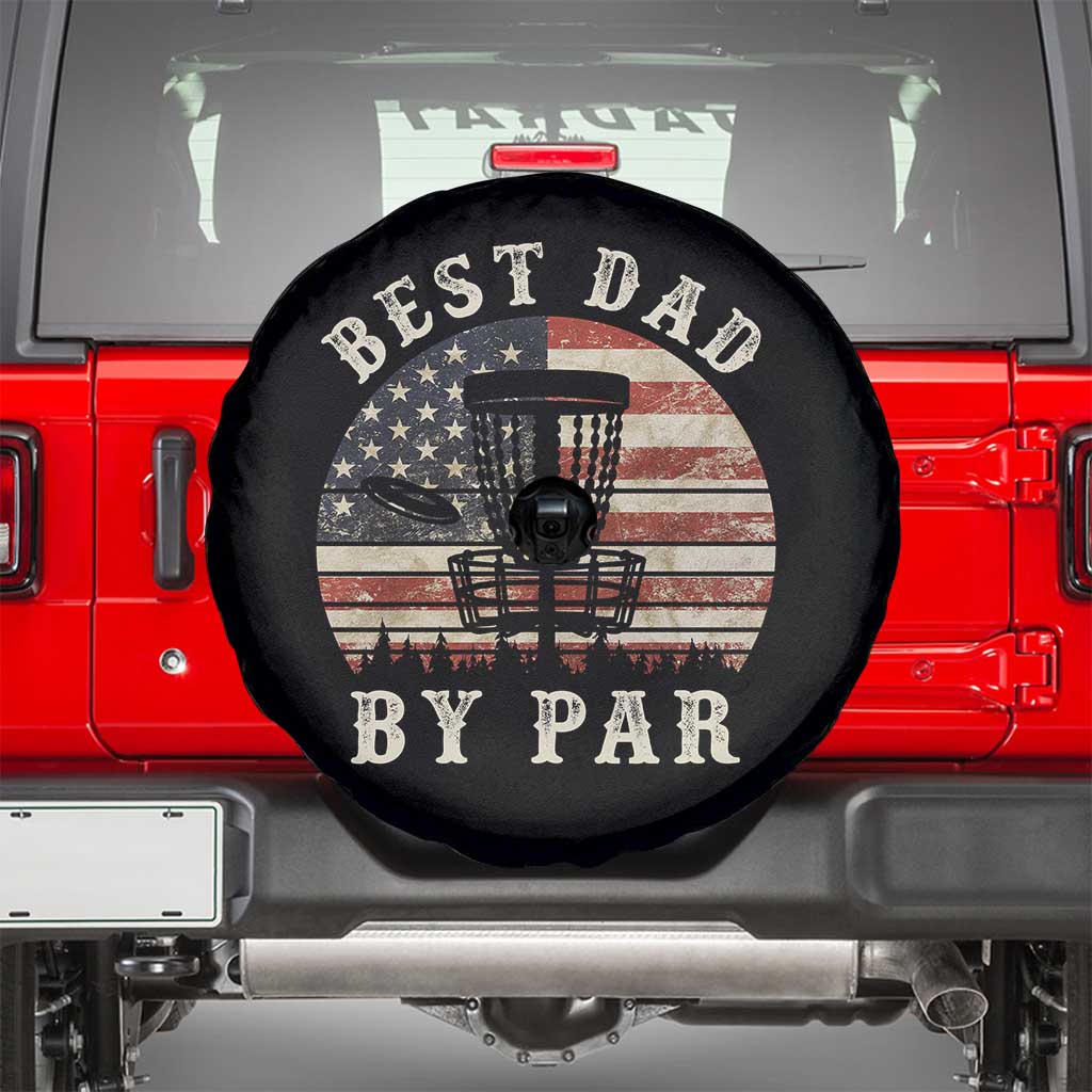 Funny Disc Golf Dad Best Dad By Par Spare Tire Cover Vintage American Flag Fathers Day