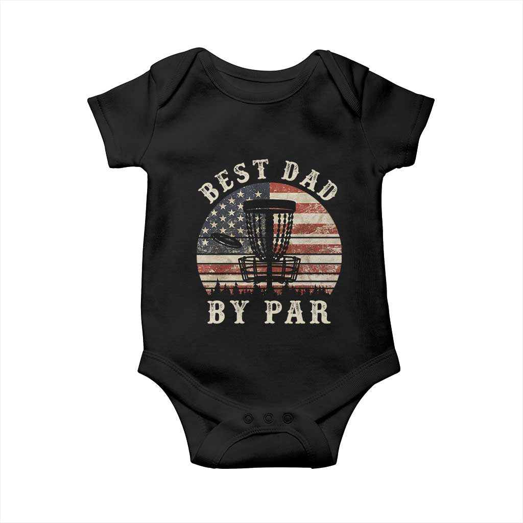 Funny Disc Golf Dad Best Dad By Par Baby Onesie Vintage American Flag Fathers Day
