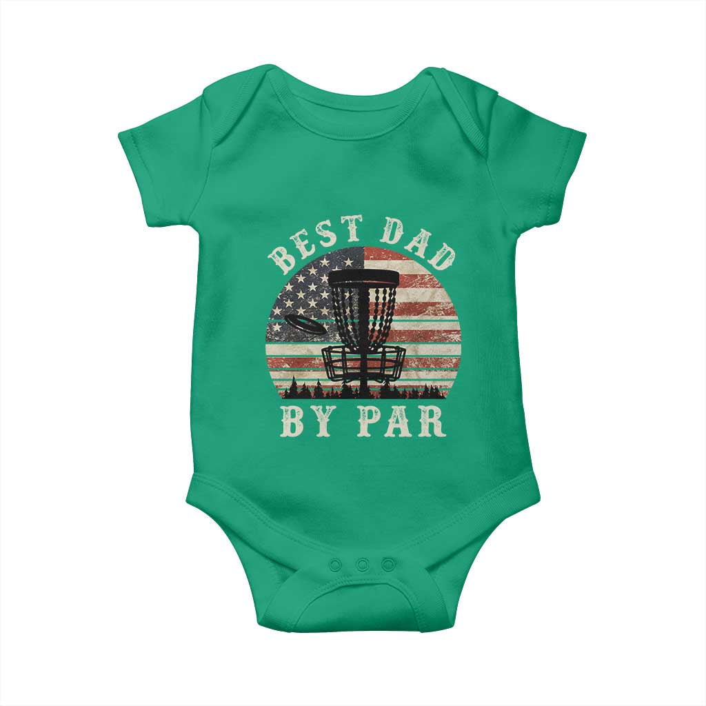 Funny Disc Golf Dad Best Dad By Par Baby Onesie Vintage American Flag Fathers Day