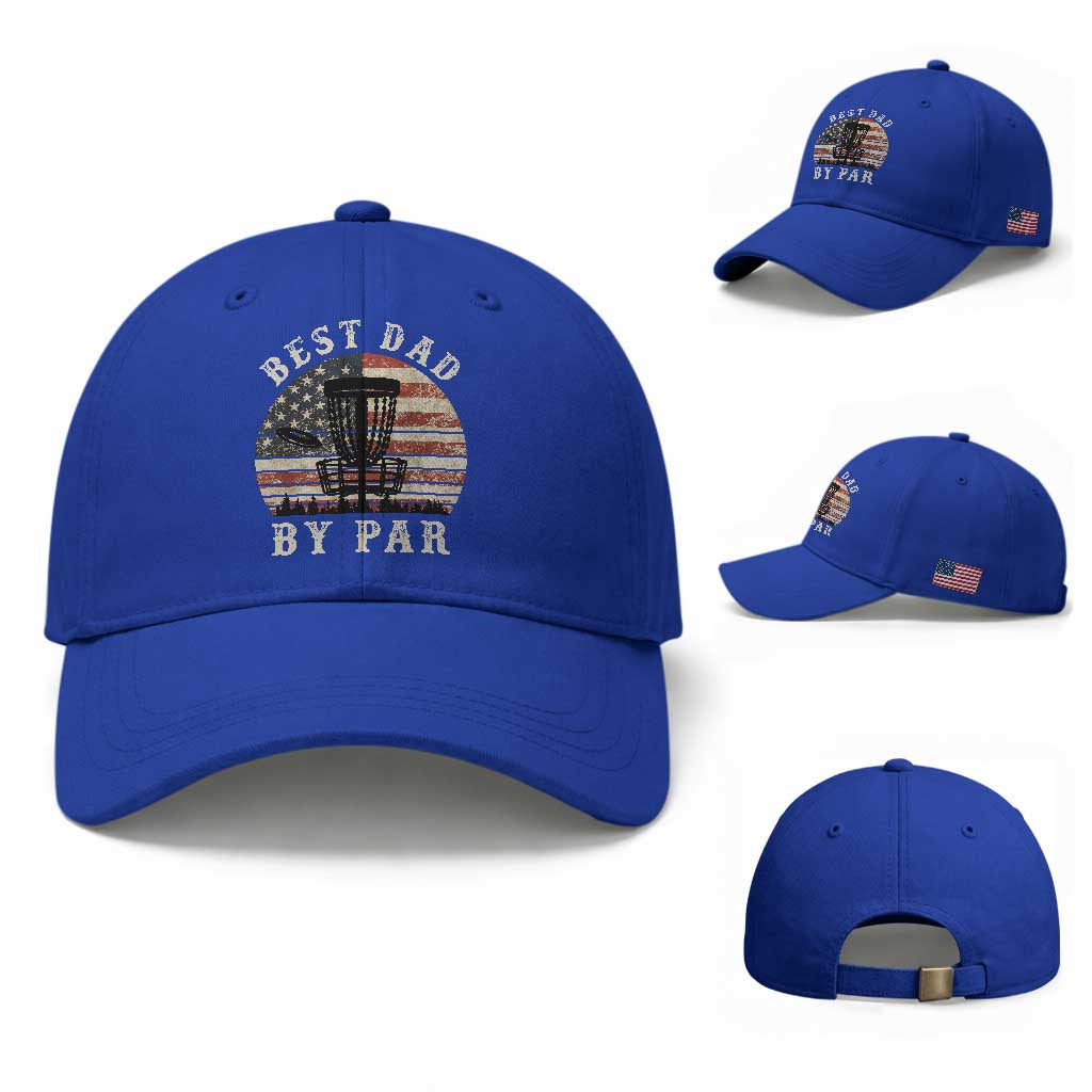 Funny Disc Golf Dad Best Dad By Par Baseball Cap Vintage American Flag Fathers Day