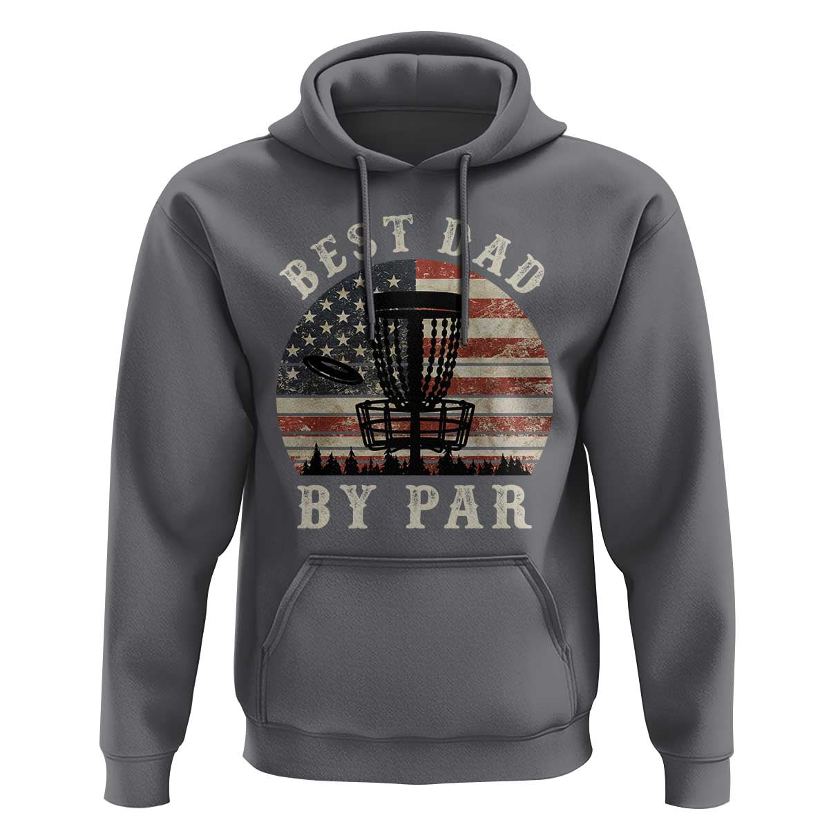 Funny Disc Golf Dad Best Dad By Par Hoodie Vintage American Flag Fathers Day
