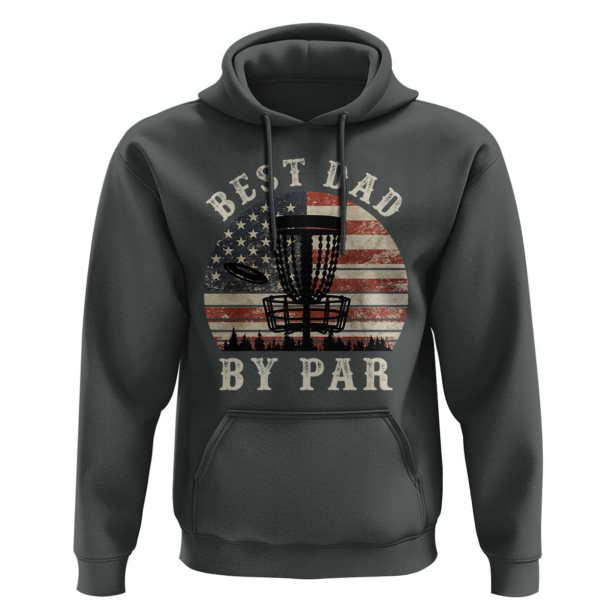 Funny Disc Golf Dad Best Dad By Par Hoodie Vintage American Flag Fathers Day