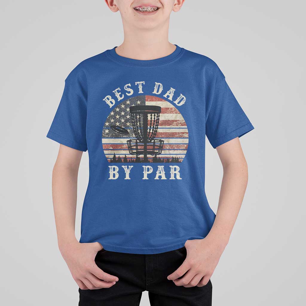 Funny Disc Golf Dad Best Dad By Par T Shirt For Kid Vintage American Flag Fathers Day