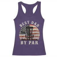 Funny Disc Golf Dad Best Dad By Par Racerback Tank Top Vintage American Flag Fathers Day