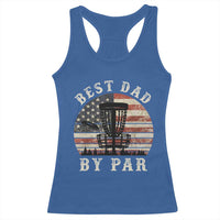Funny Disc Golf Dad Best Dad By Par Racerback Tank Top Vintage American Flag Fathers Day
