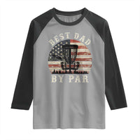 Funny Disc Golf Dad Best Dad By Par Raglan Shirt Vintage American Flag Fathers Day