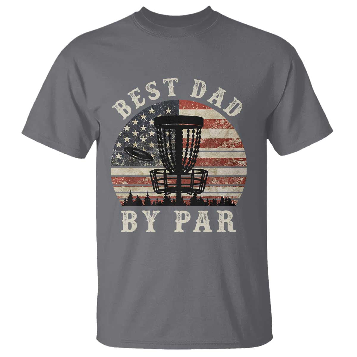 Funny Disc Golf Dad Best Dad By Par T Shirt Vintage American Flag Fathers Day