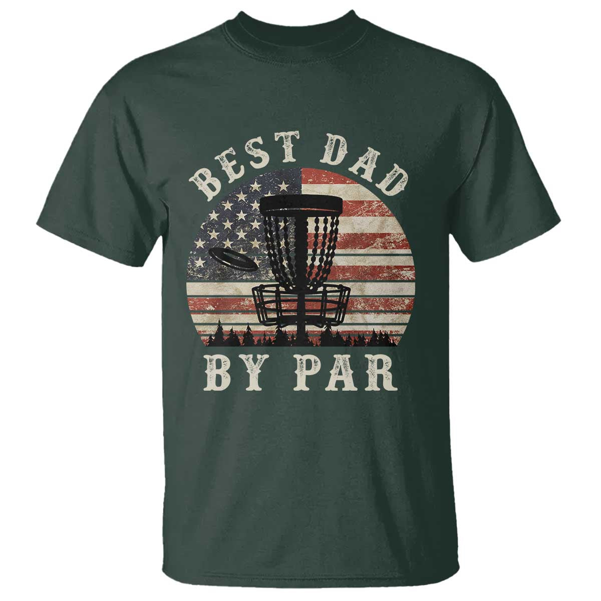 Funny Disc Golf Dad Best Dad By Par T Shirt Vintage American Flag Fathers Day