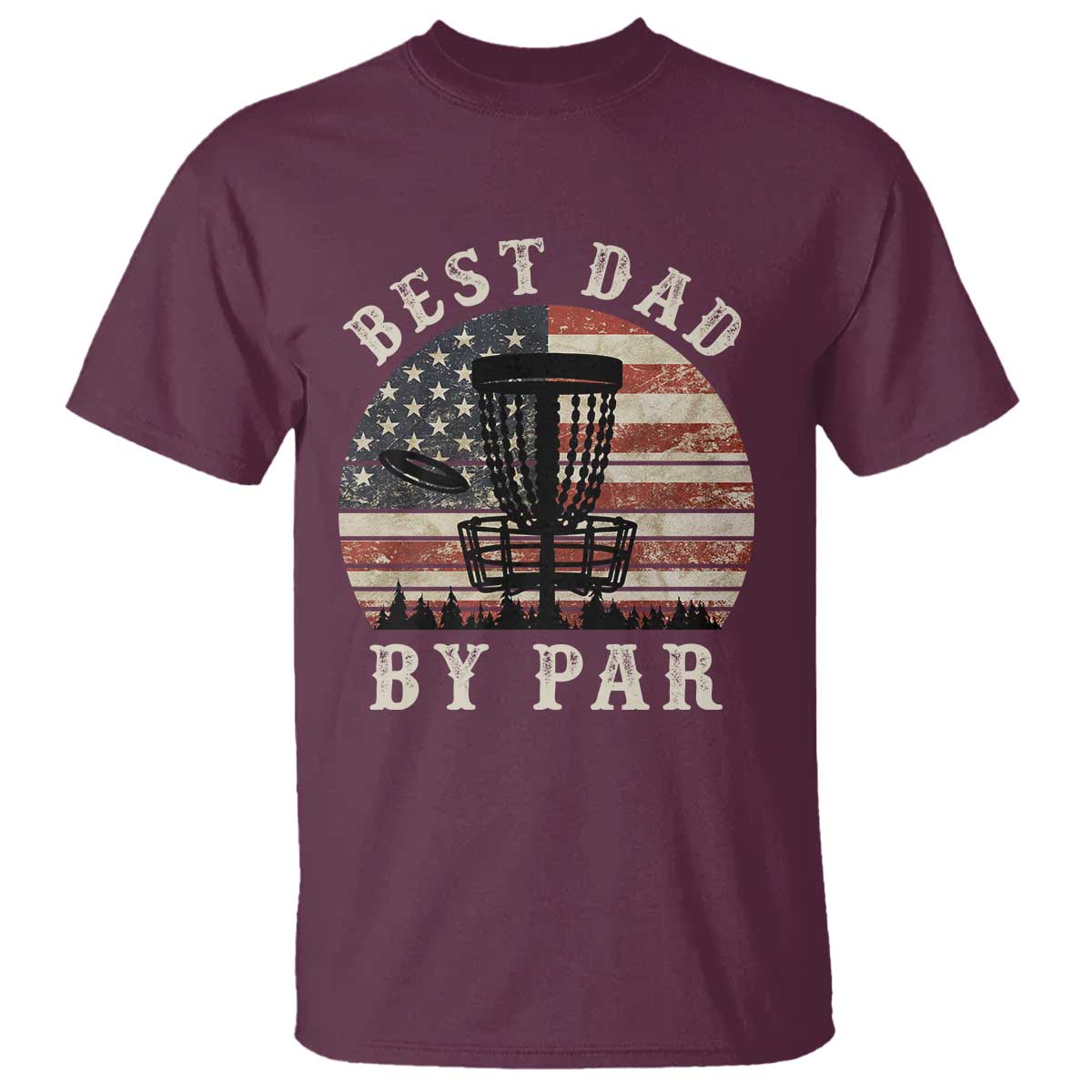 Funny Disc Golf Dad Best Dad By Par T Shirt Vintage American Flag Fathers Day